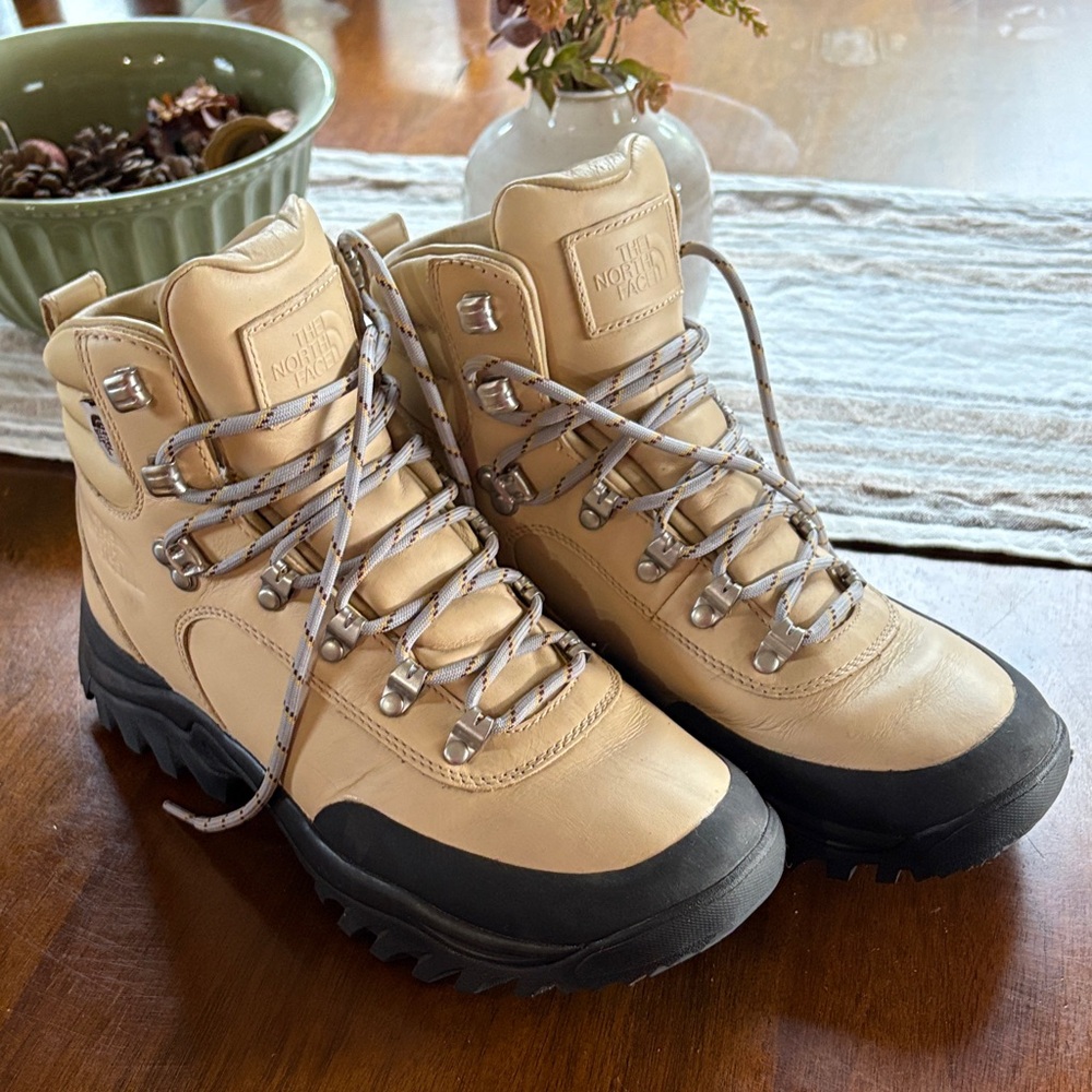 The North Face Beige and Black Lace-Up Hiking Boots